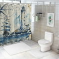 thumbnail image 7 of PRATYUS  Nautical Shower Curtain for Bathroom, 3D Ocean Sailboat Lighthouse Anchor Fabric Shower Curtain Decorative, with Hooks Waterproof Washable 69x72, 7 of 7
