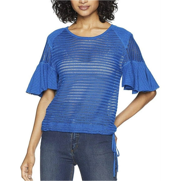 Free People Womens Babes Only Knit Blouse, Blue, Small