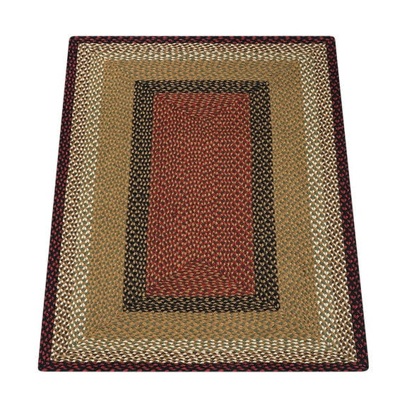 Home Indoor Decorative Jute C-019 Burgundy, Mustard Braided Rug , Rectangle 3' x 5'