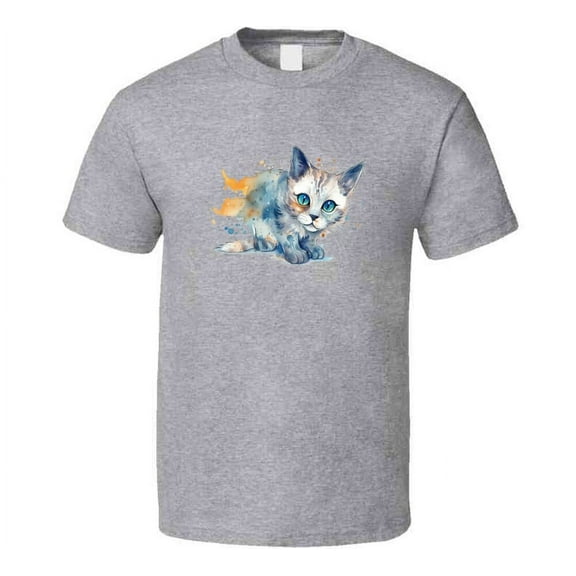 Pretty Cat Painted Tee Colorful Cat Lover Tshirt Feline Novelty T Shirt
