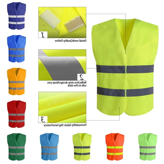 Zysthvn Sleeveless Men Jacket Athletic Workwear Fall Lightweight Mens Vest Jacket V-Neck Reflective Color Block Safety Jackets, Red Free Size