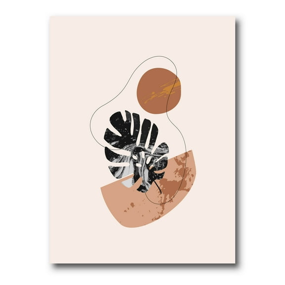 Abstract Tropical Monstera Shapes and Leaves 8 in x 12 in Painting Canvas Art Print, by Designart