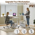 thumbnail image 4 of edx Height Adjustable Desk Standing Desk Small Desk for Small Spaces, Mobile Rolling Computer Desk on Wheels, Portable Desks Study Table for Home Office,White, 4 of 7