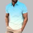 BVnarty Men’s Two-Tone Pastel Ombre Collared Short Sleeve Top, Loose ...