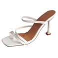 thumbnail image 2 of UTTOASFAY Women Thin Heels Square Toe Casual Sandals Sexy Vintage Fashion High Heels White 8(39), 2 of 9