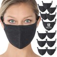 thumbnail image 1 of Fashion Washable Soft Cotton Adults Unisex One Size Face Covering Mask - Charcoal (12 Packs), 1 of 4