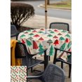 thumbnail image 4 of Outdoor Tablecloth with Umbrella Hole and Zipper, Christmas Trees Square Table Cloth 54x54 Inch Waterproof Tablecloth, Beige Xmas Tree Star Winter Holiday Picnic Table Cover for Patio Camping, 4 of 7