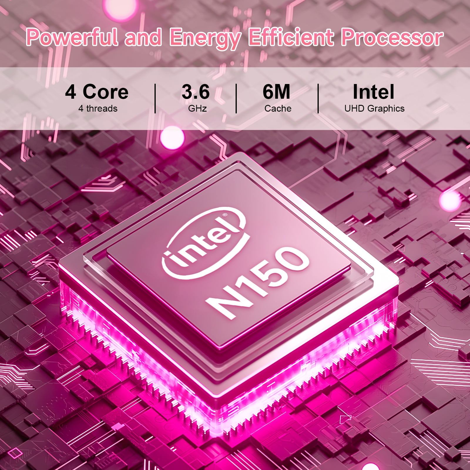 RNRUO 15.6" Windonws 11 Laptop, 12GB DDR5 512G SSD, Up to 3.6GHz Intel N150 Quad-Core, Office 2024 Fingerprint Backlit KB WiFi 6 BT 5.2, 1080 FHD Display for Student, Business, Home Office, Pink