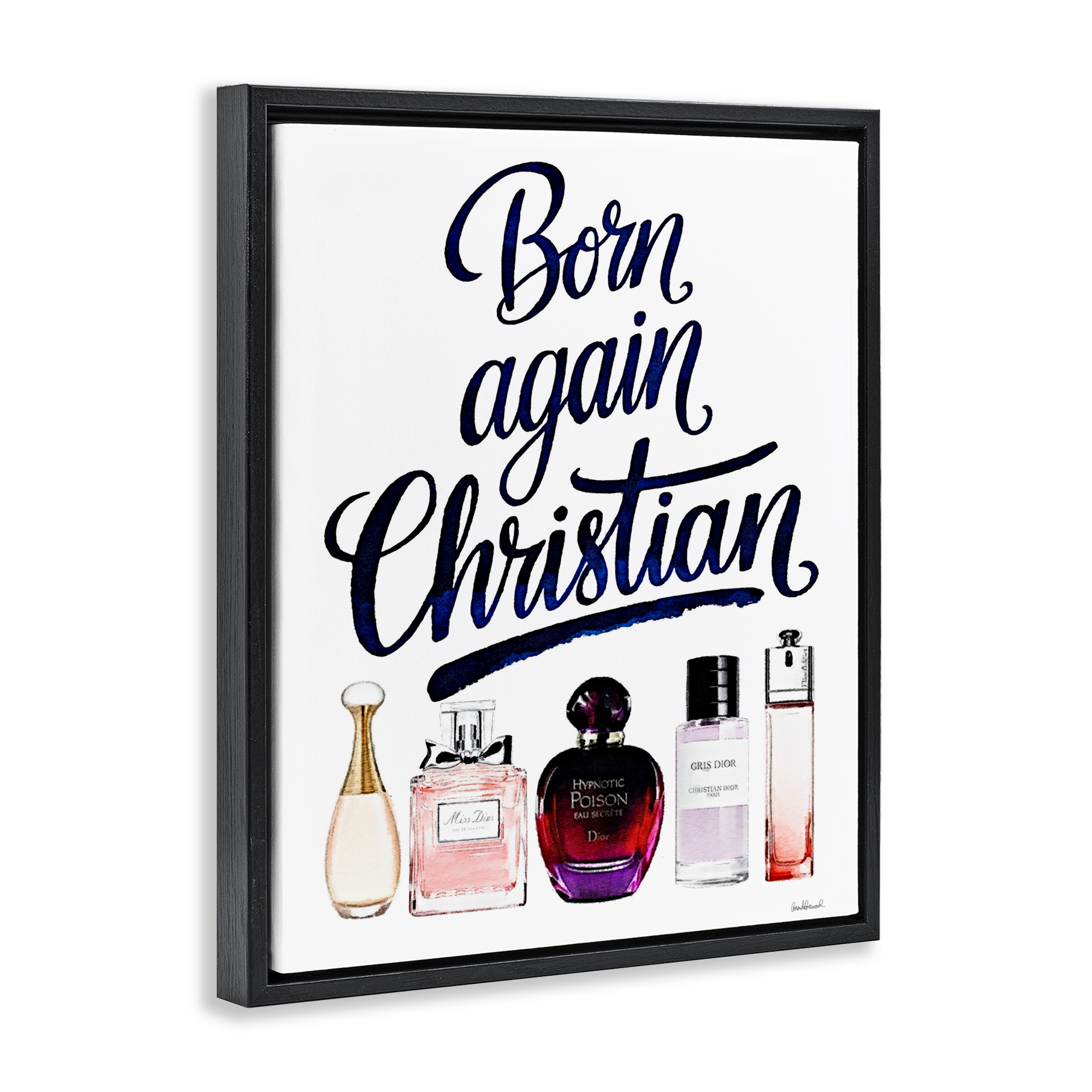 Born Again Christian Skincare Black Framed Floater Canvas Wall Art, design by Amanda Greenwood