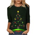 thumbnail image 2 of JTZGDY Womens Christmas Shirts Xmas Funny Printed Crew Neck 3/4 Length Sleeve Tops 2026 Festive Dressy Casual,Plus Size,Christmas Clothes for Women,Holiday Basic Tee,Tunic Tops Pullovers, 2 of 8