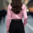 thumbnail image 5 of Zynoxe Long Sleeve Shirts for Women Lightweight Smooth Satin Womens Tops Fashion Versatile Solid Color V Neck Shirt Top Elegant Wrap Front Casual Blouse Business Casual Outfits 2XL, 5 of 10