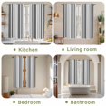 thumbnail image 6 of Grey Stripe Kitchen Curtains, Farmhouse Minimalist Striped Light Filtering Window Curtain Panels, 2Pcs Rod Pocket Window Treatments Set for Living Room Bathroom Bedroom 42x63 Inches, 6 of 9