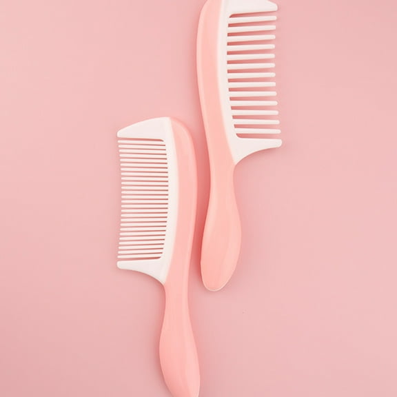 LABSERRON 2Pcs Wide Tooth Combs for Women Pink 19.2x4.8cm Detangle and Style Hair Plastic