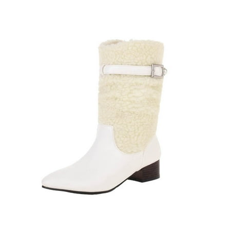 

Christmas Clearance! SuoKom Boots for Women Women s Mid-Calf Booties Low Heel Snow Boots Warmth Velvet Cotton Boot Fashion Causal Knight Boots Shoes Boots for Women Girls Gifts on Clearance