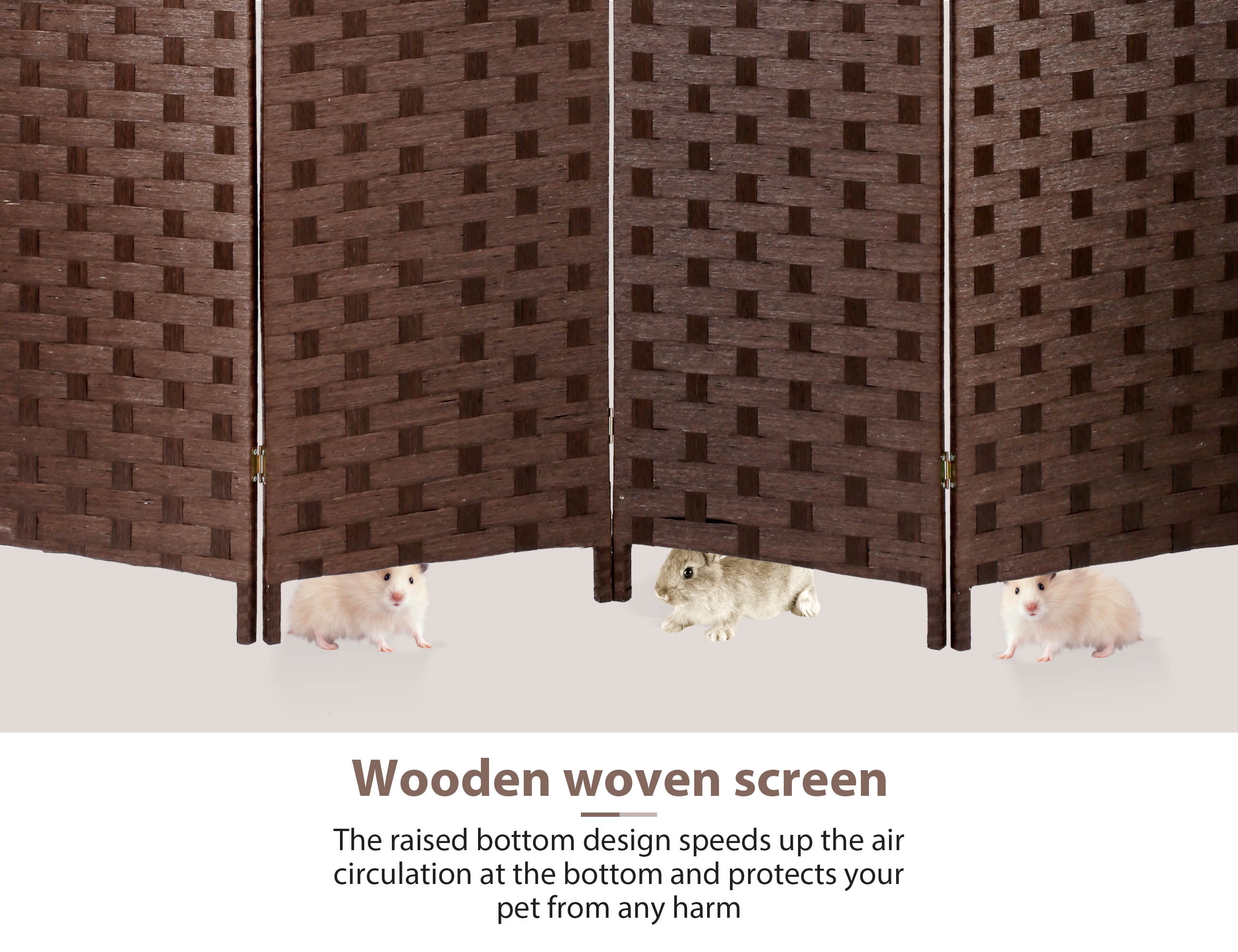 YRLLENSDAN 4 Panel Room Dividers, 6FT Room Partitions and Dividers for Room Separation Hand-Woven Design Portable Wall Folding Screen Privacy Screens, Brown