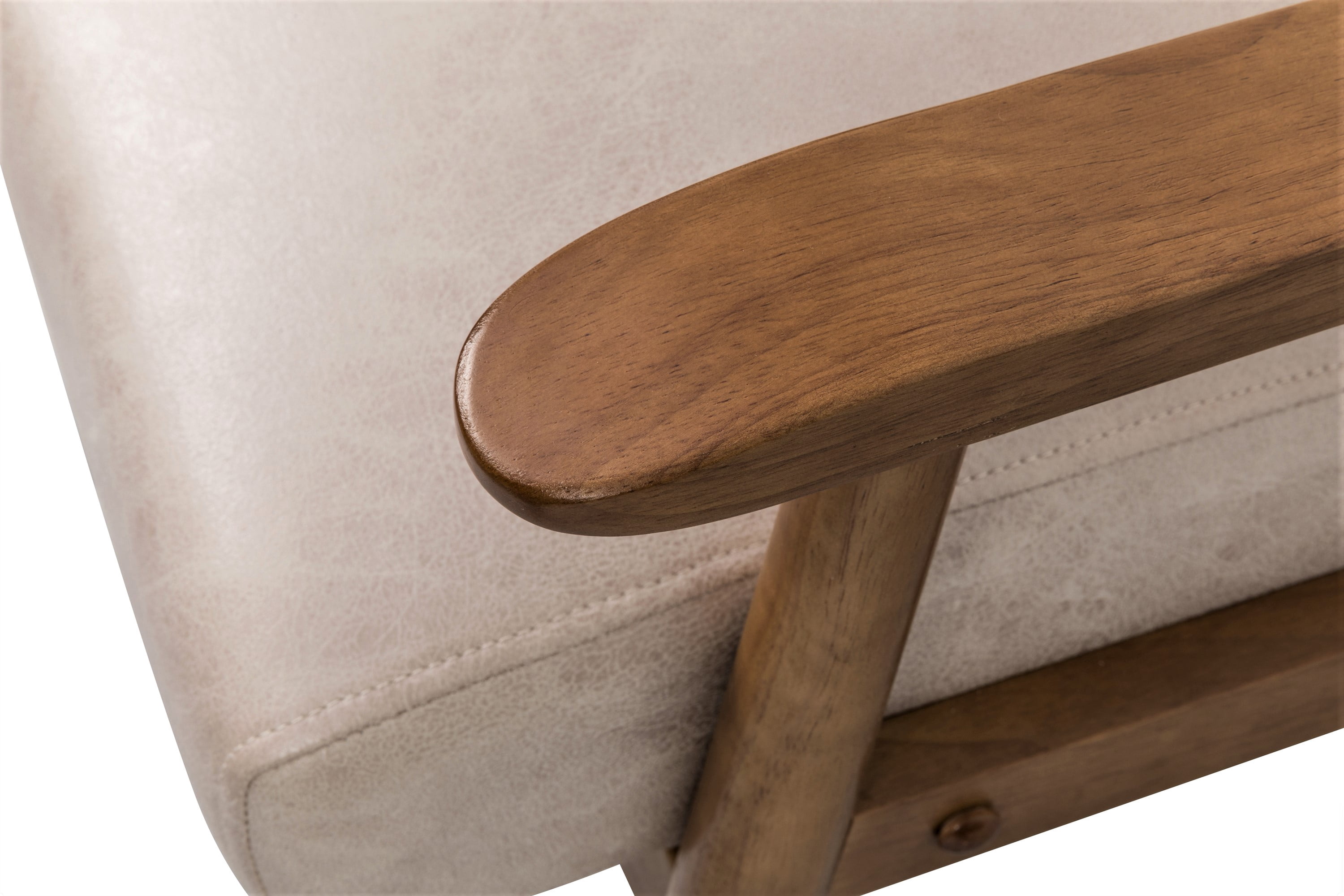 Mintazer Mid-Century Modern Leather-Look Accent Chair, Armchair for Living Room Bedroom, Light Camel