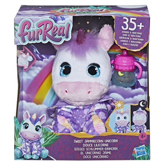 Original FurReal Sweet Jammiecorn Unicorn Interactive Plush Toy Light Up Toy with 30+ Sounds and Reactions Unicorn Soft Cute Toy