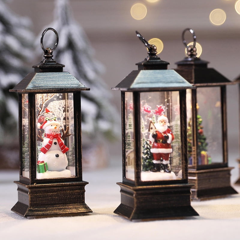 2021 The Best Gift LED Christmas Crystal Lights Rotate Glitter Xmas Small  Lantern Battery-powered Lamp For New Year