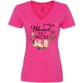 thumbnail image 3 of Inktastic Blessed to Be a Mom with Pink Flowers Women's V-Neck T-Shirt, 3 of 5