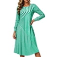 thumbnail image 6 of YuXingFu 100% Cotton Dresses Maxi Crew Neck Plus Size Womens Dress Long Sleeve Pleated Long Casual Summer Green XXL, 6 of 7