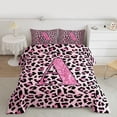 thumbnail image 2 of Manfei Girls Pink Leopard Print Bedding Comforter Set 2pcs, Glitter Personalized Letter A Twin Comforter Sets, Cheetah Print Monogrammed Bedding Set, Luxury Bedroom Decor, 2 of 8