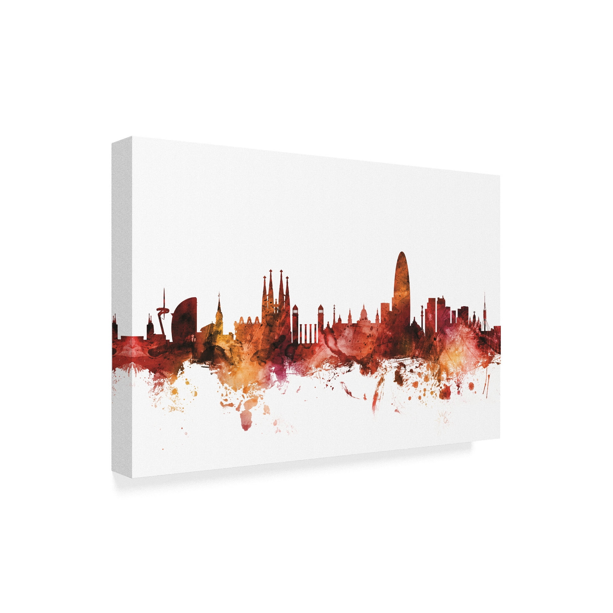 Trademark Fine Art 'Barcelona Spain Skyline Red' Canvas Art by Michael Tompsett