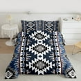 thumbnail image 2 of Manfei Bohemian Aztec Queen Comforter Set for Adult, Navy Blue Tribal Geometric Bedding Sets, Southwestern Reversible Bedding Comforter Set, Lightweight Room Decor, 3pcs, 2 of 8