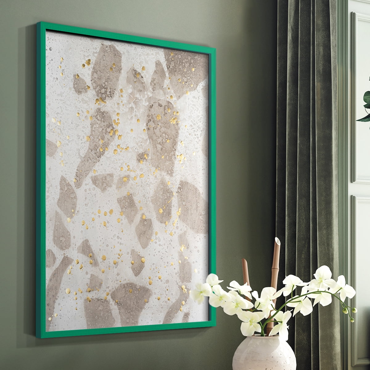 Chordata II Framed Print in Green Solid Wood Framed Print No Nail Hanging