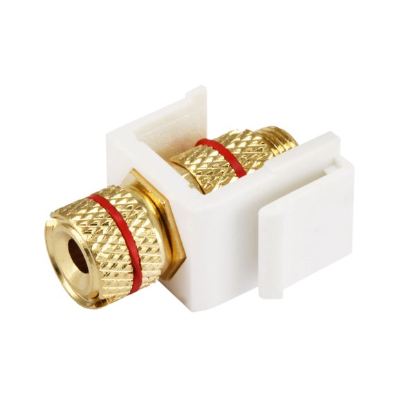 Keystone Jack - Banana Jack w/Red Ring (Screw Type) - White