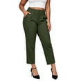 thumbnail image 2 of Costeam Womens High Waisted Straight Leg Ankle Pants with Side Slant Pockets Button Zip Belt Loops Stretch Wrinkle Resistant Tailored Smooth Drape Cropped Dress Trousers, 2 of 8