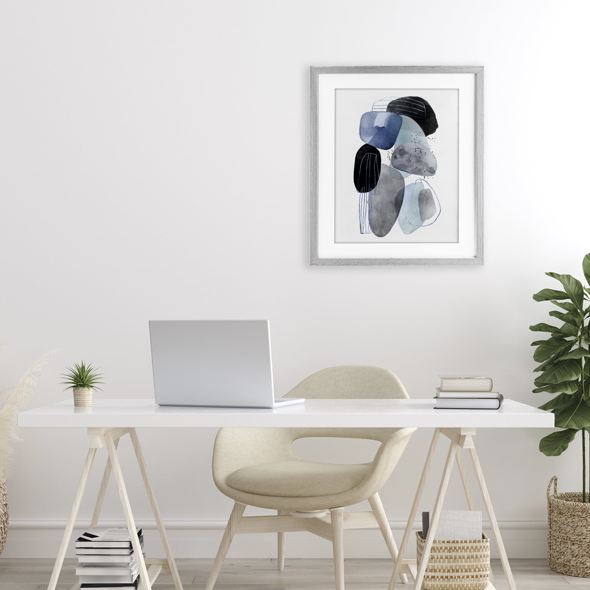 Stupell Industries Pebbles of Frozen Currents Gray Framed Print Under Glass, design by Svetlana Aleynikova
