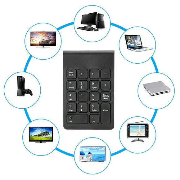 Number Pads, Ergonomic Numeric Keypad Numpad 18 Keys Portable 2.4 GHz USB Financial Accounting Number Keyboard, for Laptop PC Desktop