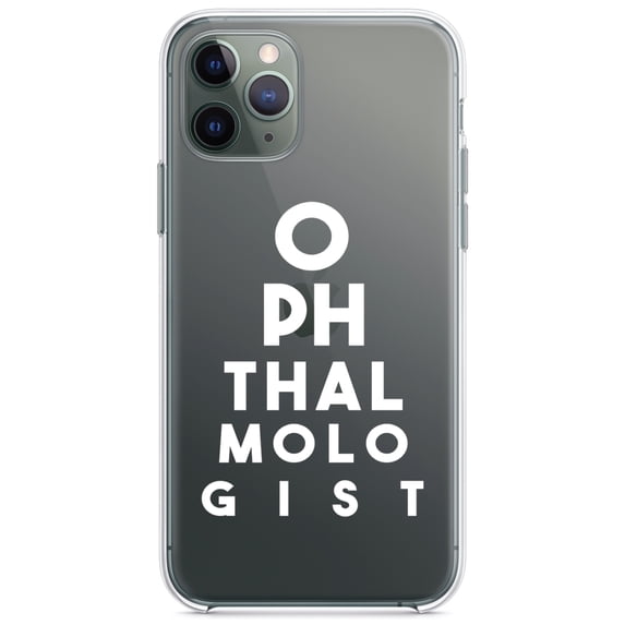 DistinctInk Clear Shockproof Hybrid Case for iPhone 11 Pro (5.8" Screen) - TPU Bumper Acrylic Back Tempered Glass Screen Protector - Ophthalmologist Eye Chart