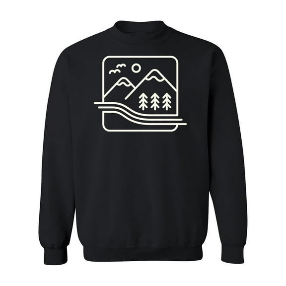 Mountains Linear Icon Sweatshirt Men -Image by Shutterstock, Male 5X-Large