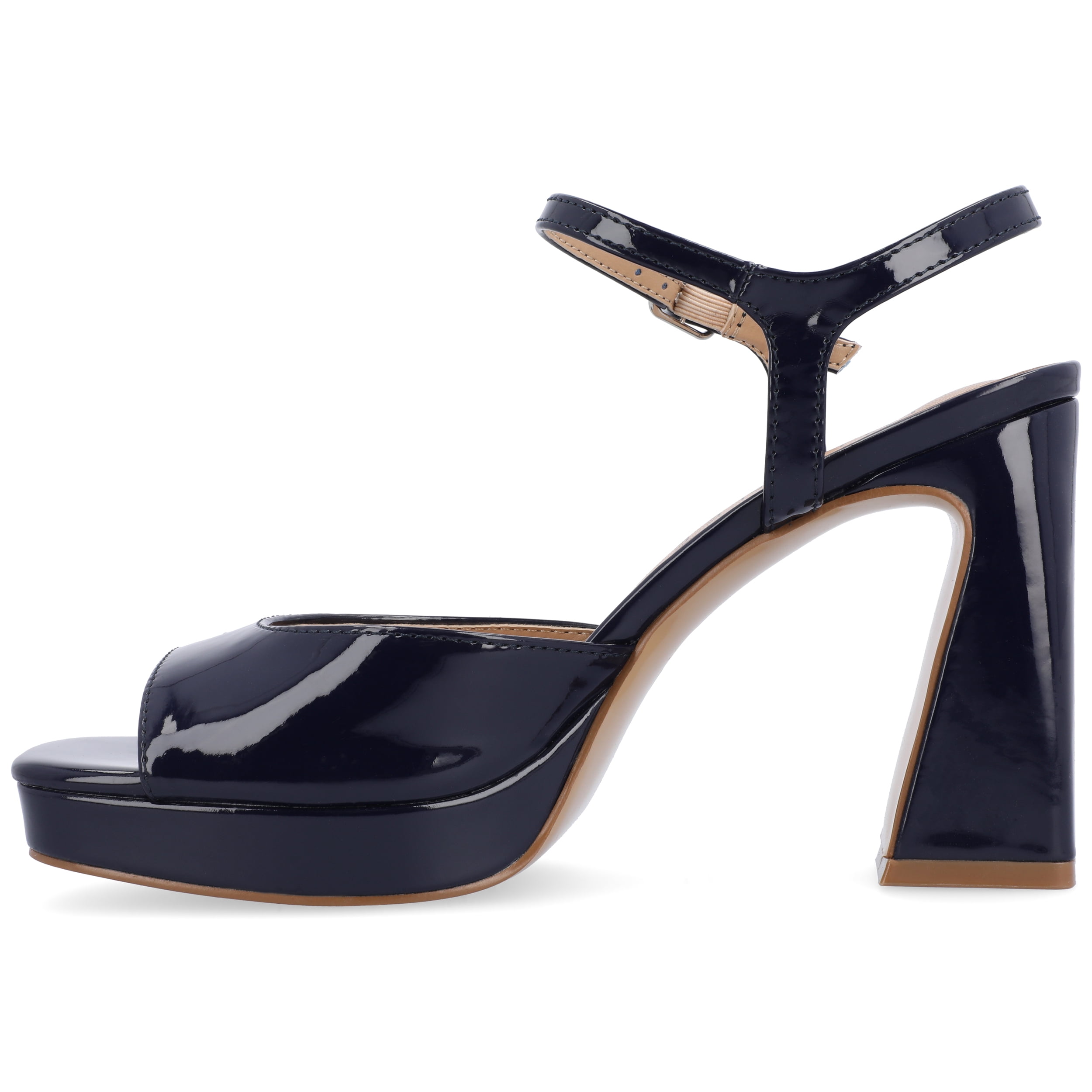 Journee Womens Ziarre Patent Vegan Leather Ankle Strap Platform Dress Sandals