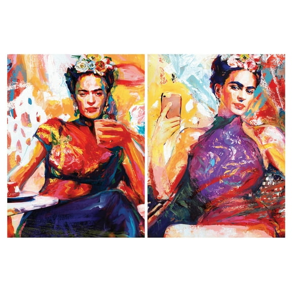 Frida Coffee Break & Frida Selfie Canvas Art Print Set of 2