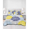 thumbnail image 2 of Quilts Twin-XL Size Bedding Set, Yellow Blue Sunflowers Lightweight Quilted Comforter, Boho Retro Floral Rustic Blossom Soft Reversible Bedspread Coverlet with Pillow Covers for All Season, 68" x 98", 2 of 7