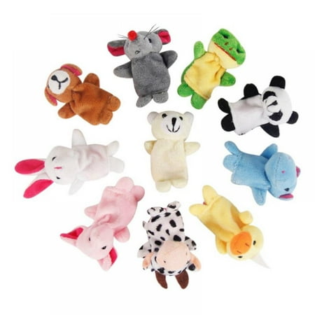 

Velvet Cute Animal Style Finger Puppets for Children Shows Playtime Schools - 10 Animals Set