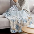 thumbnail image 3 of Blue Beige Coastal Blanket Soft Cozy Warm Twin Blanket for Bed, Plush Fuzzy Flannel Fleece Blankets for Sofa, Beach Starfish Summer Eucalyptus Ombre Throw Blankets for Couch, Gifts for Men, 60"x80", 3 of 9