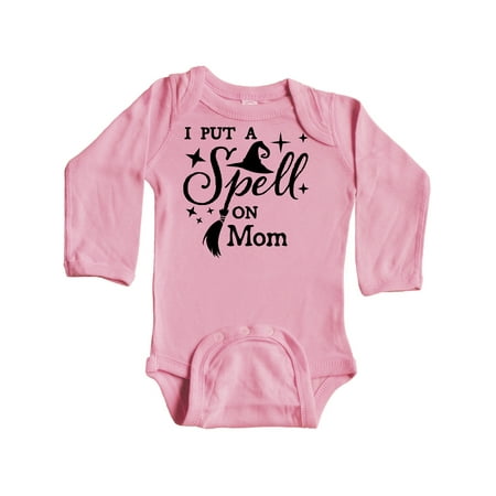 

Inktastic I Put a Spell on Mom Witch Hat and Broom Gift Baby Boy or Baby Girl Long Sleeve Bodysuit