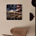 thumbnail image 4 of 12 Inch Wall Clock Battery Operated Square Clock Decorative for Office, Kitchen, Outdoor, Living Room，Vintage Baseball Ball Star American Flag Pattern, 4 of 4