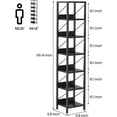 thumbnail image 4 of Ourlova Bookshelf - Narrow Bookcase Tall Skinny Storage Rack Shelf - 6 Tier Standing Bookshelves Metal Frame Rustic Display Racks Industrial Book Shelf for Bedroom/Living Room/Home/Office - Black, 4 of 8