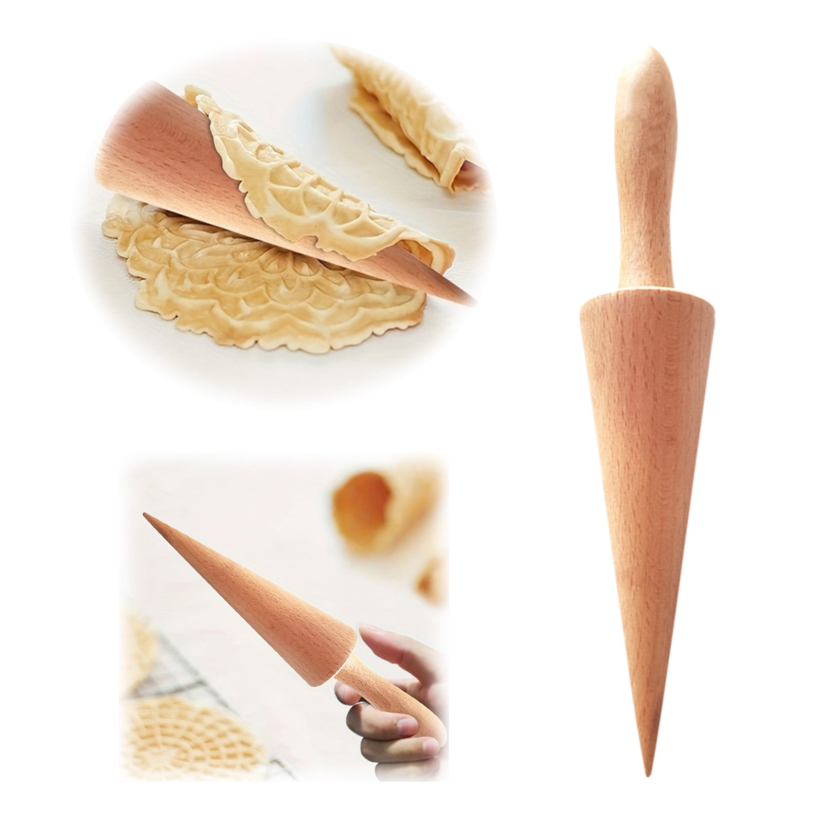 Moule En Bois Pour Cornets De Crème Glacée - Outil De Pâtisserie Naturel Pour Rouleaux De Gaufres Et Desserts