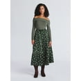 thumbnail image 2 of Time and Tru Women's Print Tiered Pull On Midi Skirt, Sizes XS-XXXL, 2 of 5
