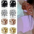 thumbnail image 2 of GKNET 6/8mm Men Womens Magnetic Non Piercing CZ Stud Clip On Cheater Fake Earrings /-black-6mm, 2 of 9