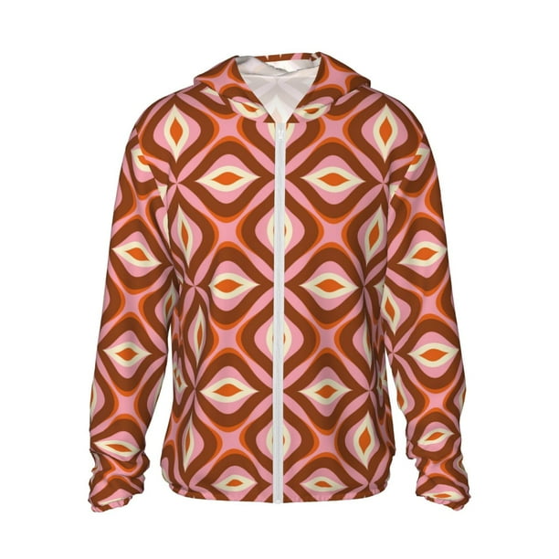 Fotbe 70s Retro Style Chaqueta con Protección Solar UPF 50+ para Hombre y Mujer, Camisa con Capucha y Bolsillos-Medium