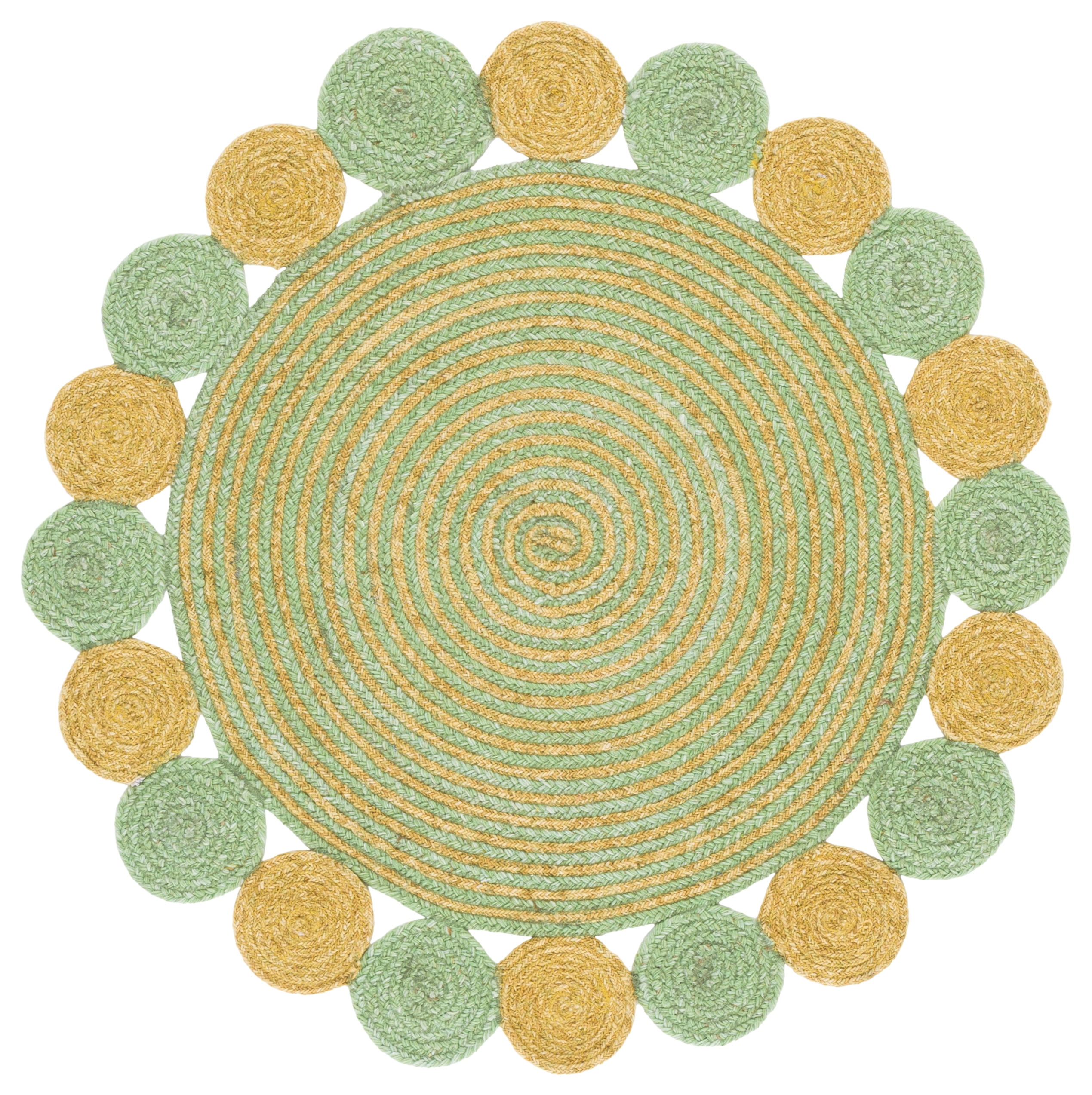Safavieh Braided Abraham Geometric Reversible Area Rug, Green/Gold, 4' x 4' Round