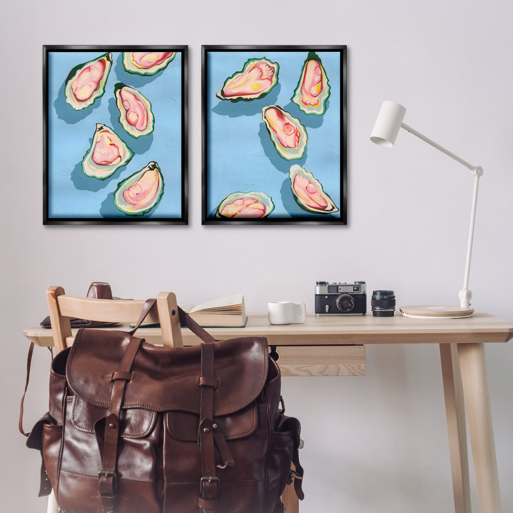 Stupell Industries Fresh Oyster Appetizer Nautical & Beach Painting Black Floater Framed Canvas Art Print Wall Art, 31 x 25, Set of 2