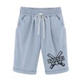 thumbnail image 1 of Pantalones Cortos de Verano para las Mujeres de Cintura Alta Estampado Elástico Cordón de Cintura, Casual Bolsillos Pantalones de Pijama, 1 of 5