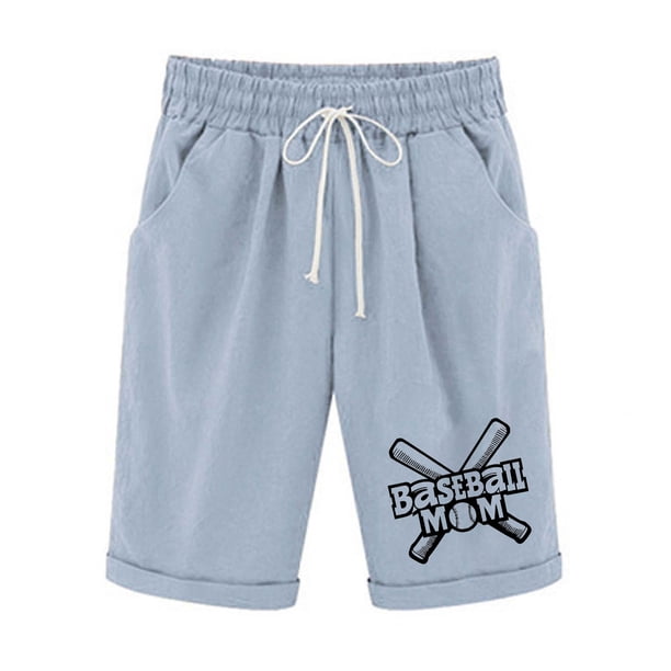 Pantalones Cortos de Verano para las Mujeres de Cintura Alta Estampado Elástico Cordón de Cintura, Casual Bolsillos Pantalones de Pijama
